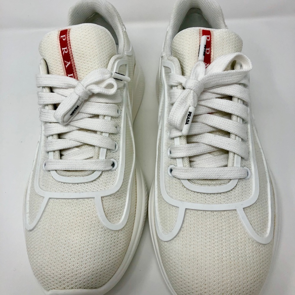 Prada men’s sneakers white fabric size 10 (EU43)